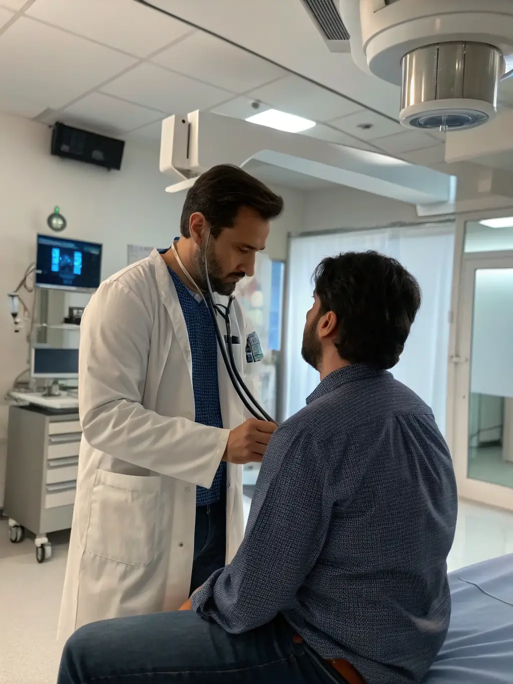 A doctor consulting a drug guide on a tablet during a patient consultation in a South African clinic, emphasizing the role of drug guides in healthcare.