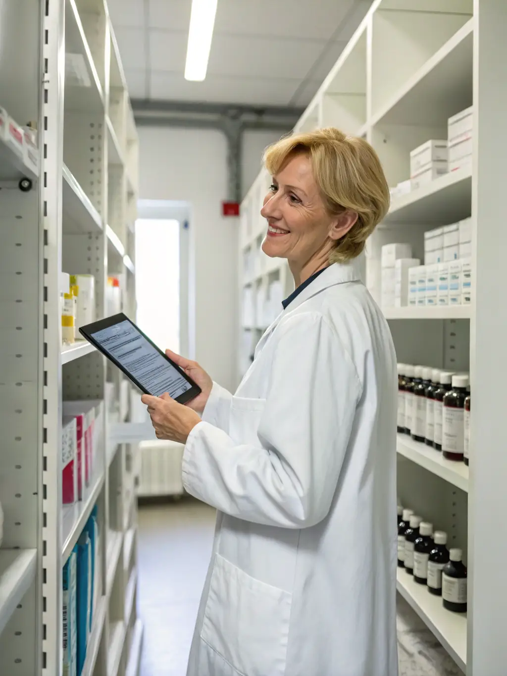 A South African pharmacist reviewing patient records, with a focus on medication management and adherence.