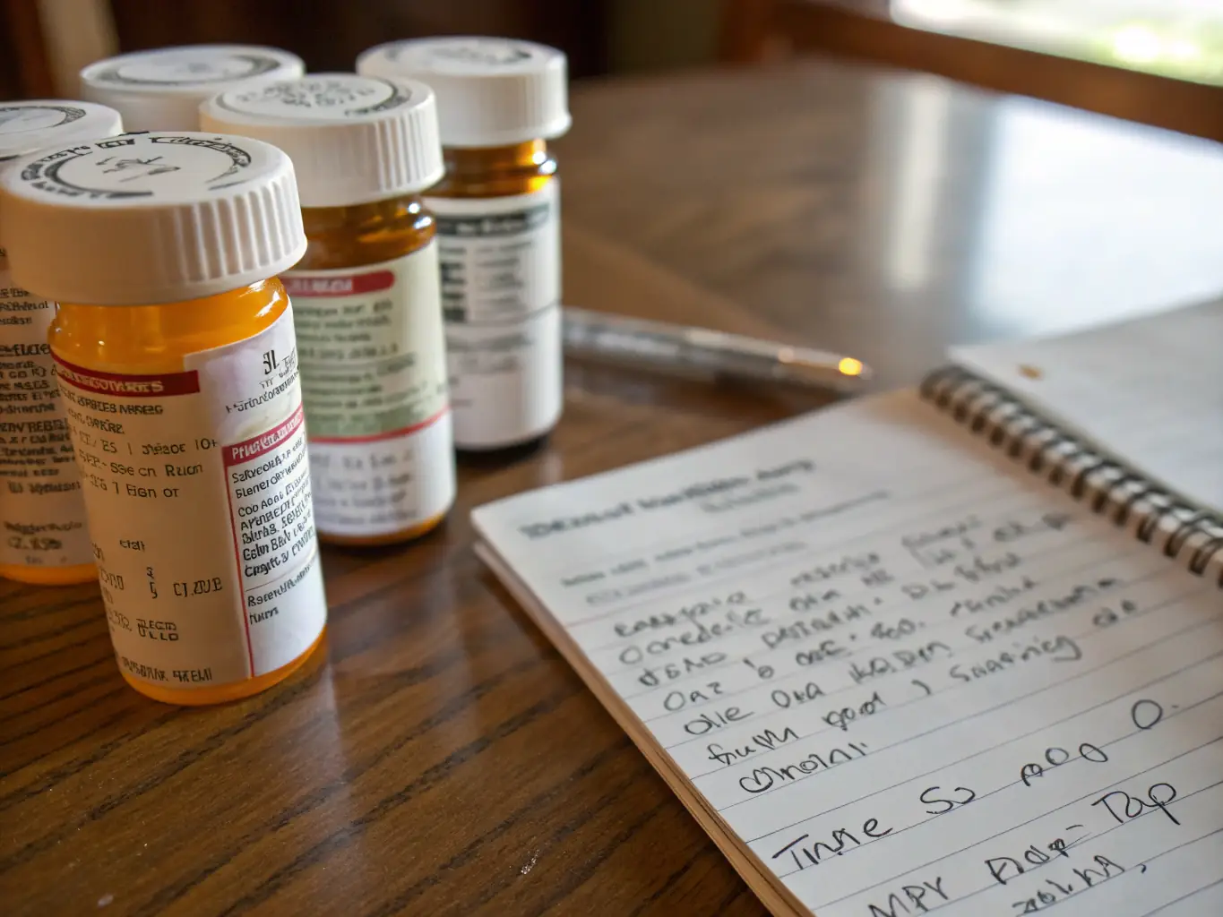 A close-up shot of various prescription medication bottles with South African labels, arranged neatly on a clean, white surface, symbolizing the range of drug guides available.